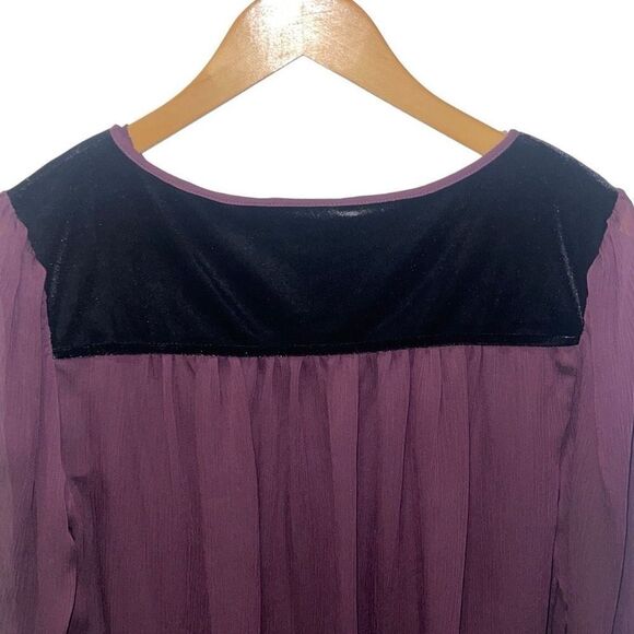 SUSAN GRAVER ARTISAN EMBELLISHED Blouse Plum & Black Long Sleeve EUC Velour Size - Picture 4 of 8